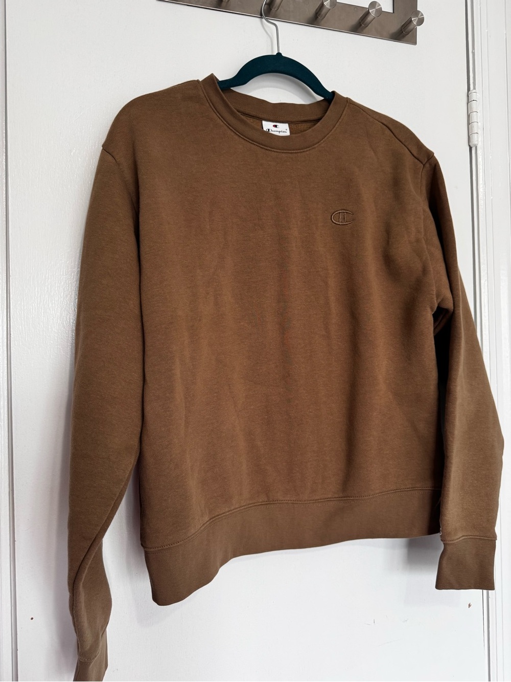 Champion Men's Brown Crewneck Sweatshirt - Embroidered Logo